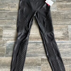 Black Leather Moto Leggings